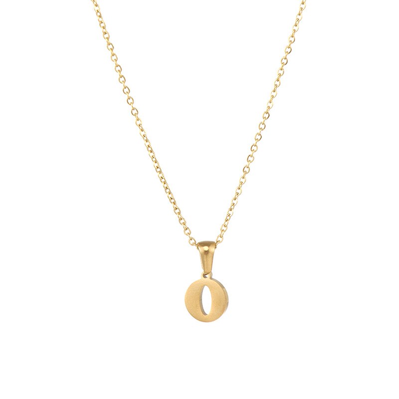 Gold color / 1 Piece Simple Series Simple Letter O Stainless Steel 18K Gold Plated Women's Pendant Necklaces Picture15